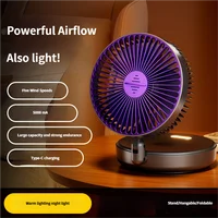 5000mAh Foldable Glow-in-the-Dark Fan Wall Mount Portable Quiet High-Speed Air Circulation Fan for Students Office Desk Fan 5
