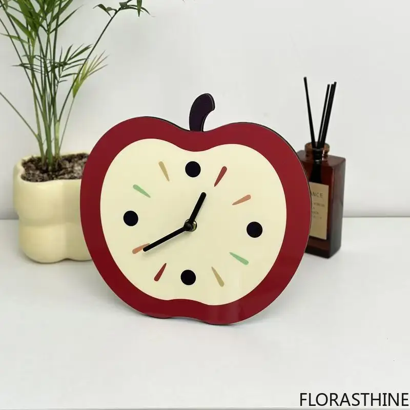 Creative New Apple Wall Clock – Silent Non-Puncture Hanging Timepiece for Decoration, Home Stylish Desktop Ornament, Convenient