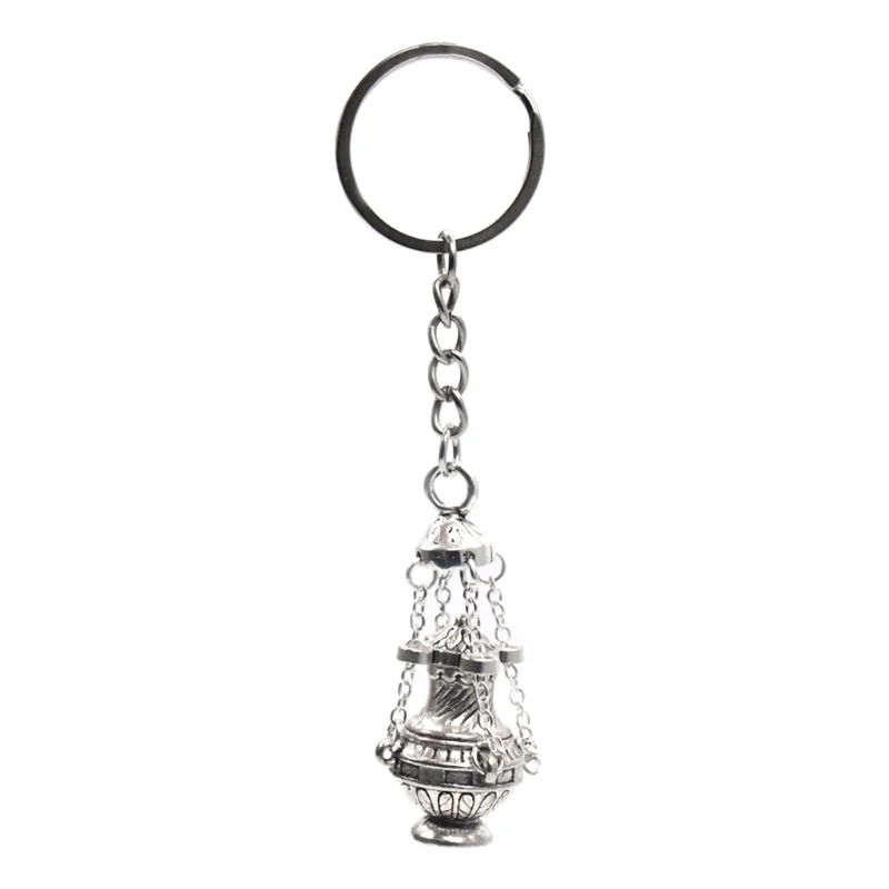 Christian Incense Burner Keychain Religious Key Ring Bag Car Pendant Keyfob Gift Purse Accessories