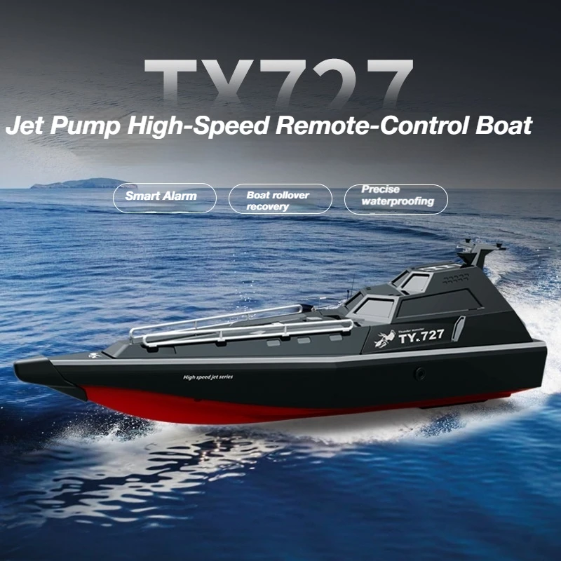 2.4G RC Boat TURBOJET PUMP 30KM/H High Speed Remote Control Jet Boat Low Battery Alarm Speedboat Model Children Toy TY727