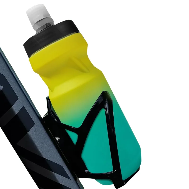 600ml Gradient Color Road Bike Water Bottle Ultra-Light Squeezable Leak-Proof Sports Bottle Bicycle Lockable Cycling WaterBottle