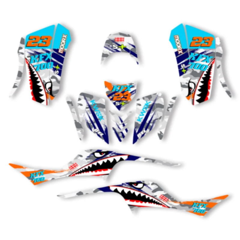 

Powerzone Custom Team Graphics Stickers Kit For KAWASAKI KFX 700 Motorcycle Accessories Decals