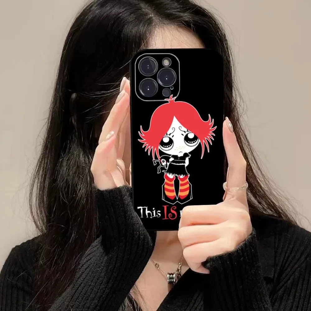 Cute Ruby Gloom Red hair Phone Case For iPhone 16 15 14 13 12 11 Plus,Pro Max,XS,X,XR,SE,Mini,8,7 Soft Silicone Black Cover