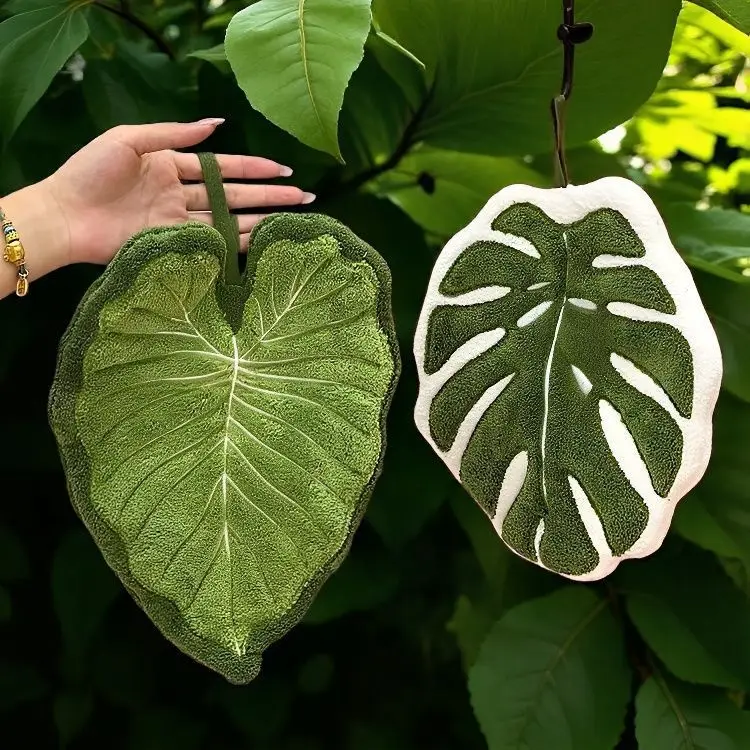 Leaf Hand Towel Absorbent Kitchen Towel Soft Towel Bathroom Accessories Hanging Towels Handkerchief Towels Home Wash Hand Towels