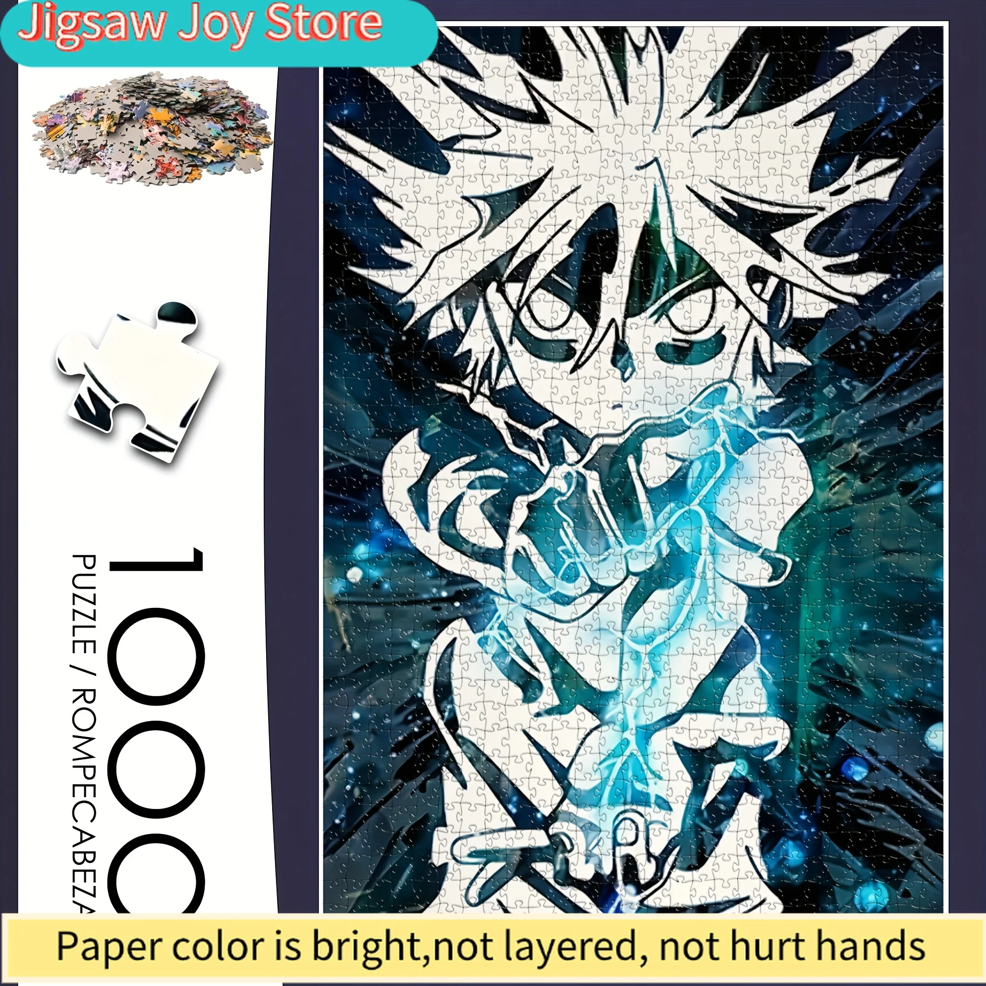 

[Enable ]2D Flat Large Anime Style Comic Puzzle - Anime White-Haired Blue Energy Character - Intermediate Challenge Adult Pu