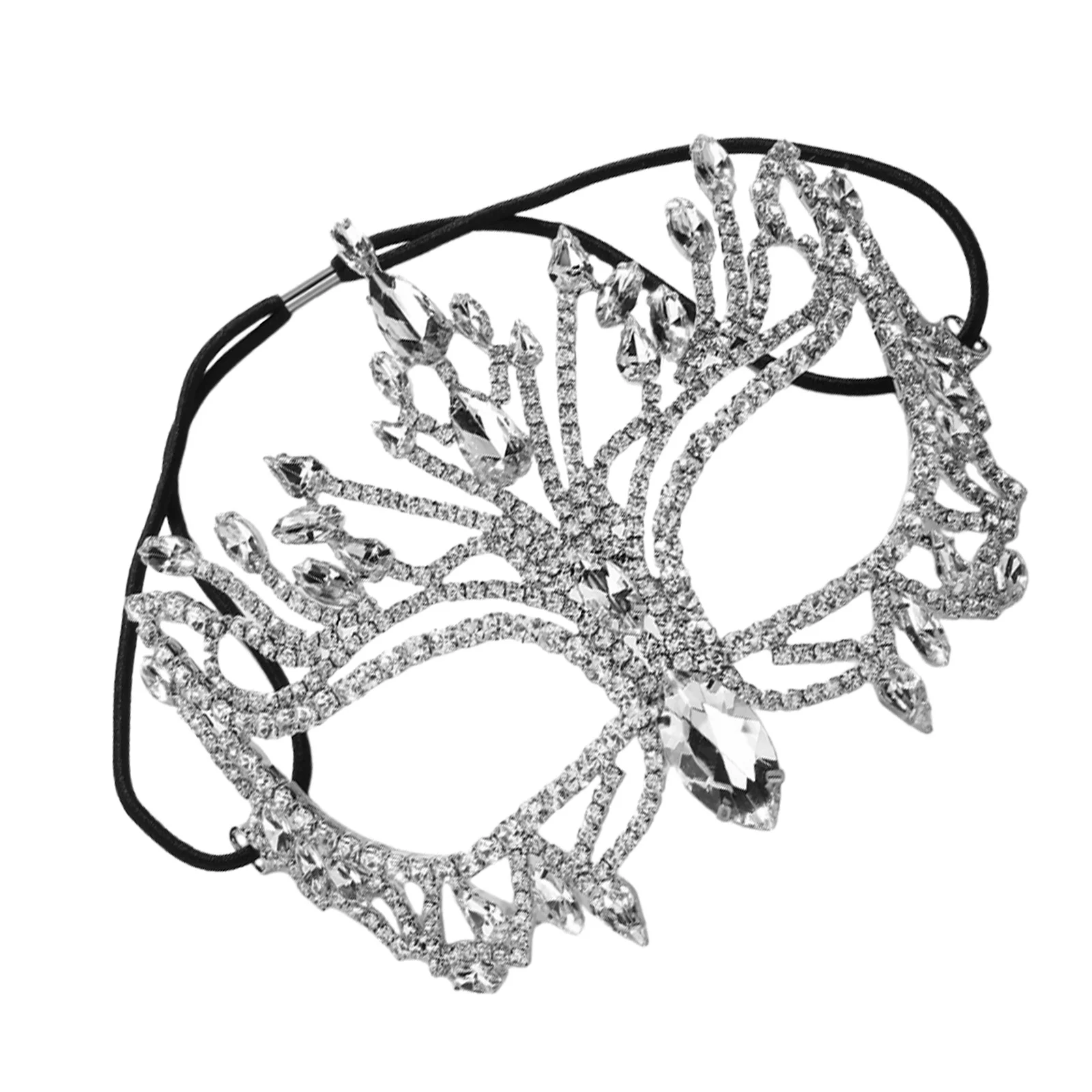 Elegant Rhinestone Half Face Mask Women's Fancy Dress Carnival Party Metal Masquerade Costume Jewelry for Evening Events