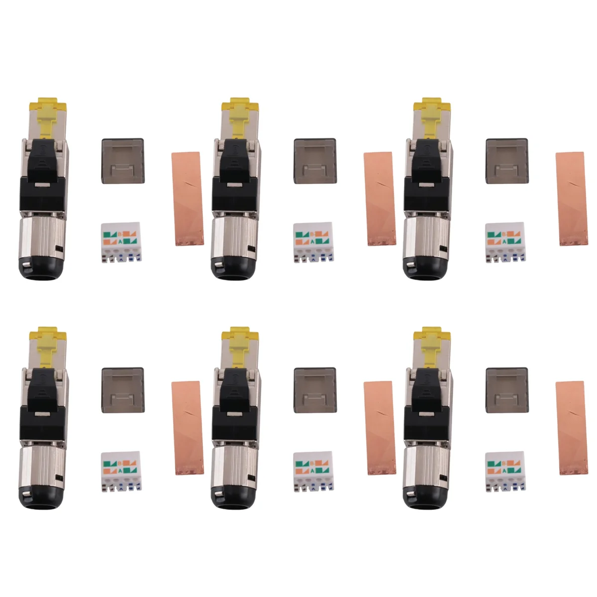 Super Deals 6-Pack Tool Free Shielded RJ45 Cat 8, Cat8 Field Termination Plug, Cat8 Connector, Cat8 Plug