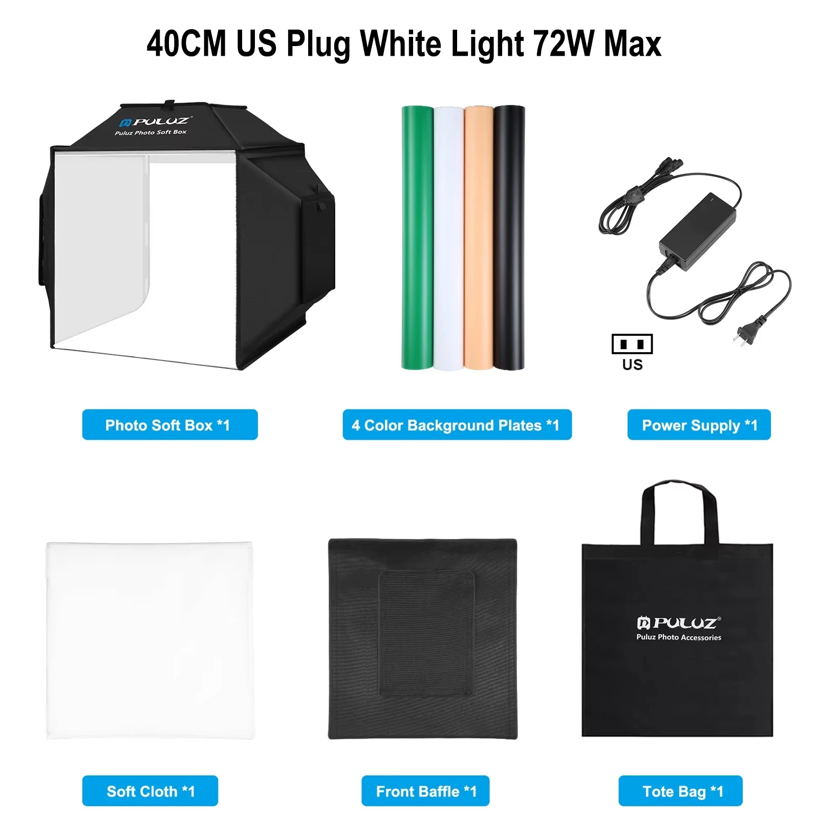 PULUZ 40cm Photo Studio Light Box,72W 5500K Photography Studio