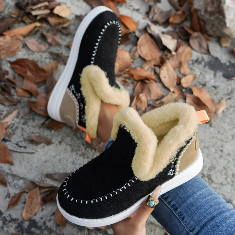 Botas de Mujer, zapatos informales de nieve para Mujer, zapatos de plataforma para Mujer, botines ligeros, calzado de invierno de felpa para Mujer, Botas para Mujer