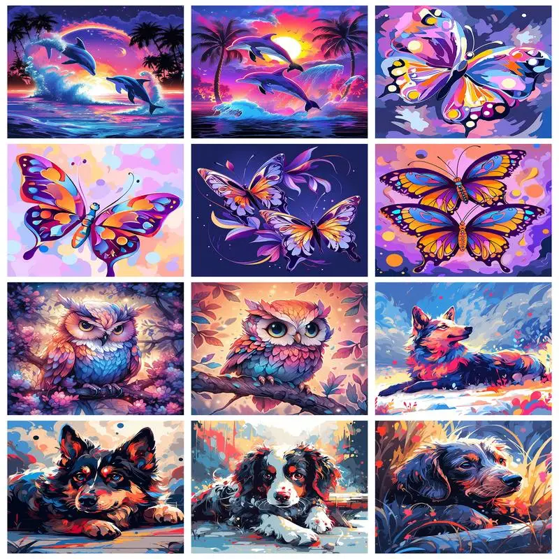 

RUOPOTY DIY Painting By Numbers For Adults Cute Owl Paint On Canvas Acrylic Kits With Frame Handicrafts For Home Decor Painting