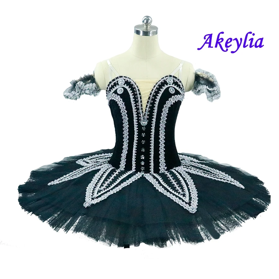 Professional Black swan lake ballet tutu Performance Classical Costume dress Women Pancake Tutu Ballet for Girl JN9156