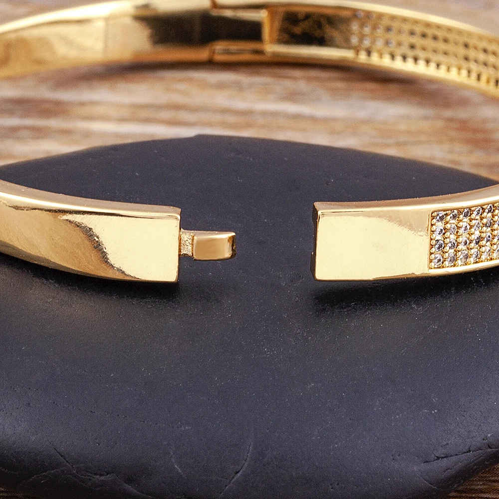 Nidin New Fashion Pave Shiny Crystal Zircon Charm Bangle Dla kobiet Kobieta Zaręczyny Ślub Impreza Biżuteria Akcesoria Prezent — zdjęcie 5