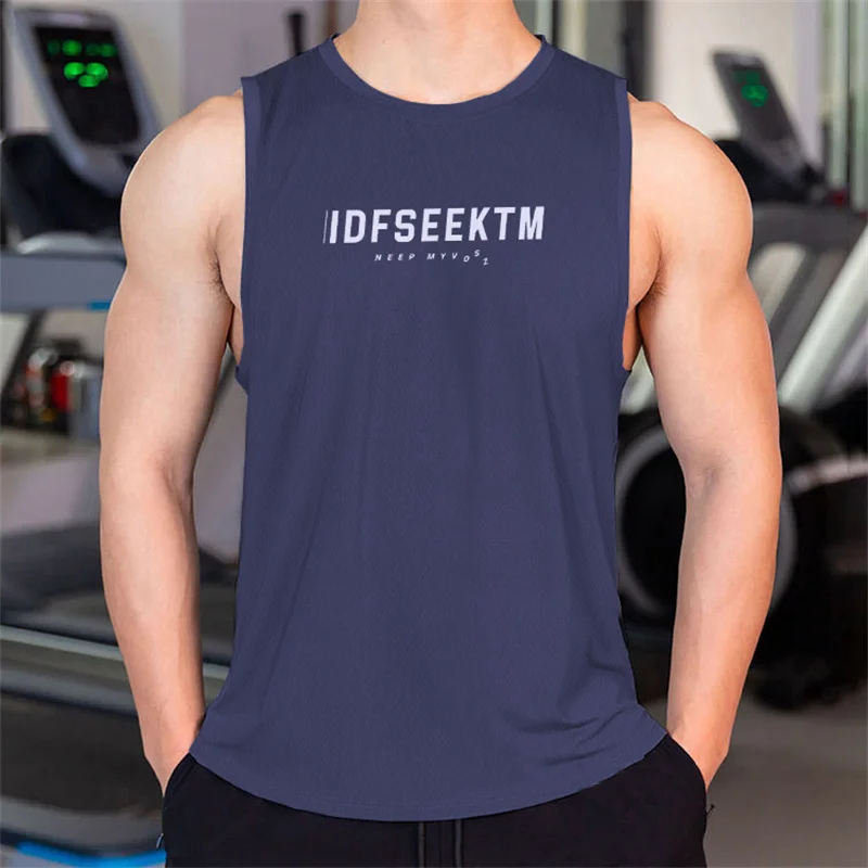 2024 Mens Gym Tank top Men Fitness Sleeveless Shirt Male Mesh Breathable Fitness Sports Vest Undershirt Gyms Running Vest Men