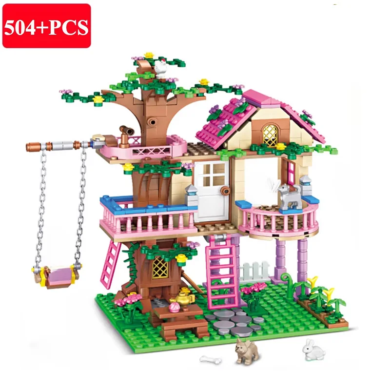 City Summer Holiday Villa Princess Castle Building Blocks Tree House Summer Holiday Seaside Villa Building Blocks Sets DIY Toys