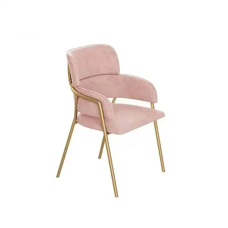 Backrest Simple Furniture Dining Flannel Dining Soft Chairs Kitchen Room Modern Pink Cafe Makeup Chair Luxury Chair B