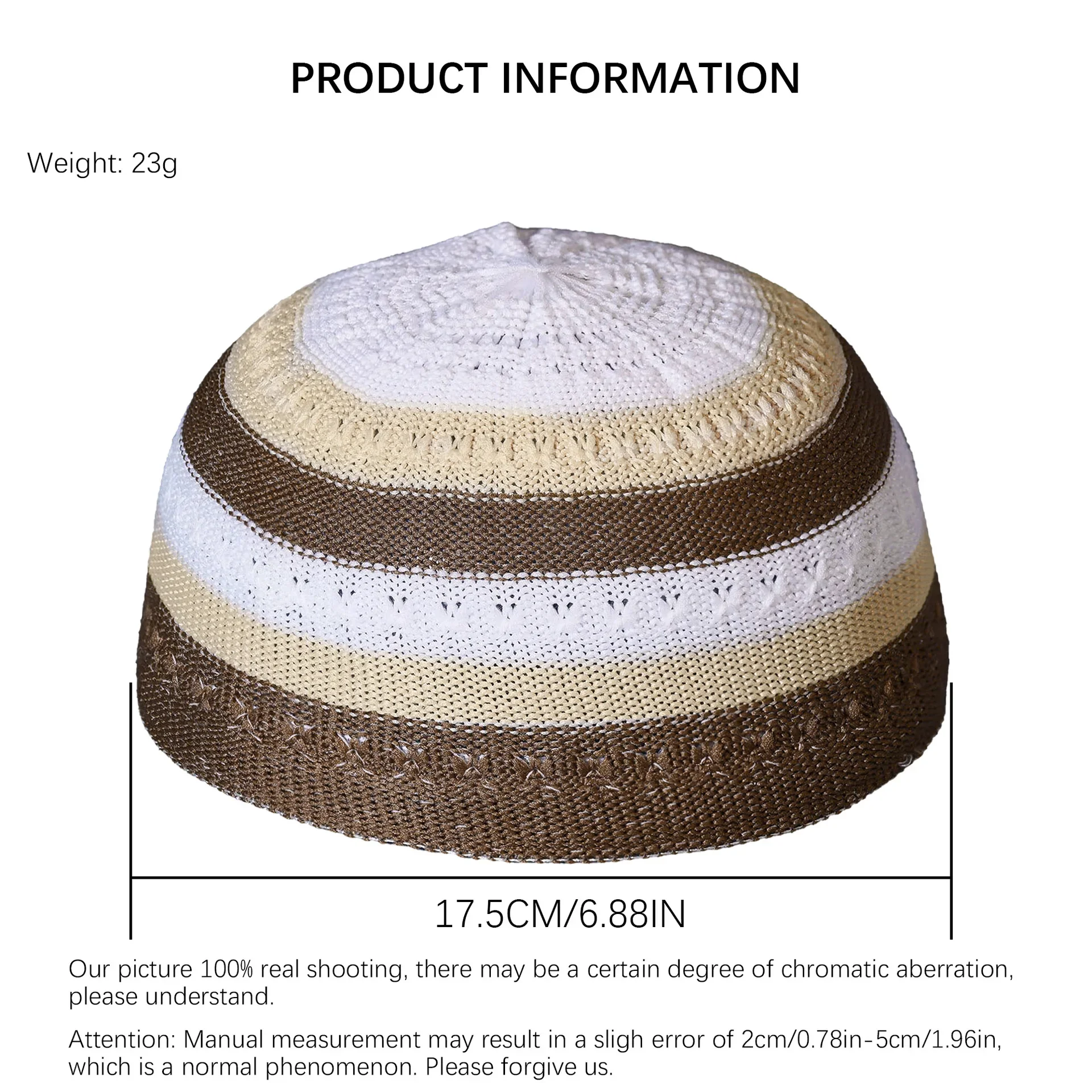 Cappelli musulmani per uomo Cappello da preghiera lavorato a maglia Ramadan islamico Kippah ebraico Homme Cappello da uomo Turbante Cofano Berretto con teschio in cotone