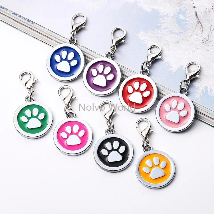 5/20/50PCS 2.5CM Paw,Love Shape Anti-lost Personalized Pet ID Tag For Cat Dog Puppy Collar Customized Name Plate Pendant Parts