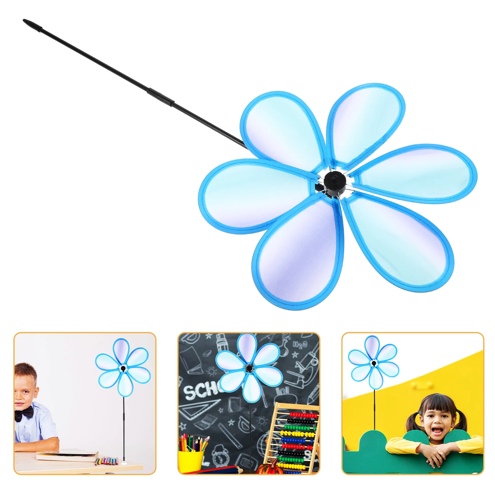 

Colorful Fabric Windmill Garden Decor Pinwheels Single Layer Blue Desktop Ornament for