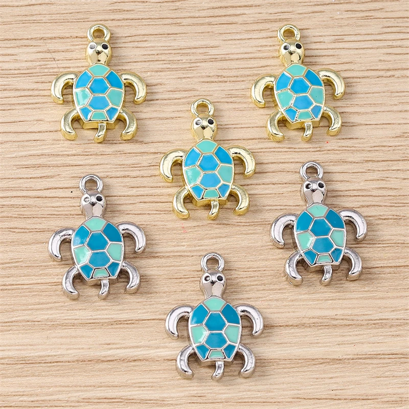 

5pcs 15x20mm Cartoon Animal Charms Enamel Alloy Turtle Charms Pendants for Jewelry Making Earrings Necklaces DIY Crafts Supplies