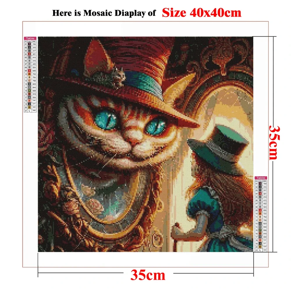 5D DIY Wizard Cat and Wonderland Girl Diamond Painting Kit Cross Stitch Embroidery Handmade Diamond Mosaic Art Gift