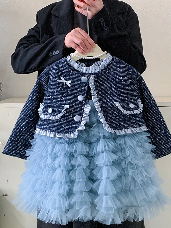 

Корейский комплект из тюля Princ Dr на подкладке для девочек, новогодний наряд для малышей, осенне-зимняя детская мода