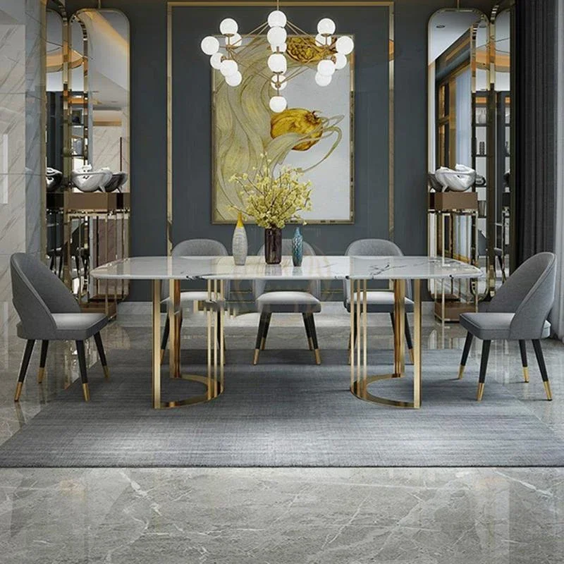 Marble Dining Table Combination Custom Board Nordic Minimalist Small Apartment Simple Rectangular Mesa De Jantar Home Furniture