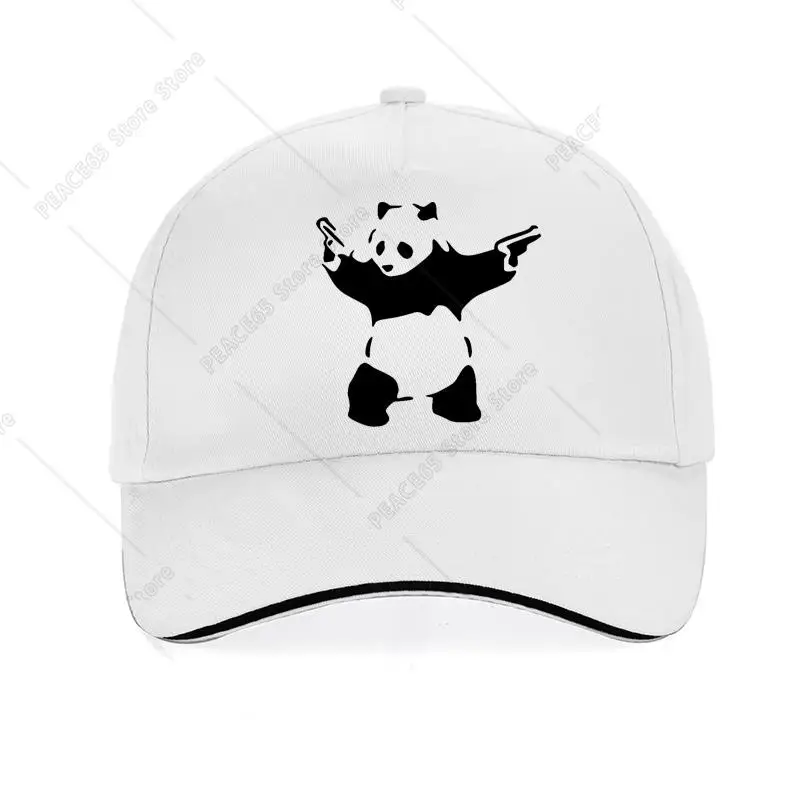 

Men Hat Banksy Panda Guns Crewneck Funny Baseball Cap Summer Simple Style Women Snapback Hats