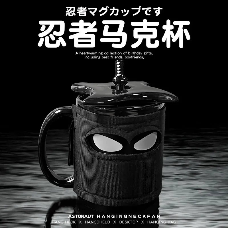 

Generic Ninja Ceramic Mug With Lid Funny Cute Novelty Coffee Water Cup Birthday Gift For Women Home Office Daily Drinking Use