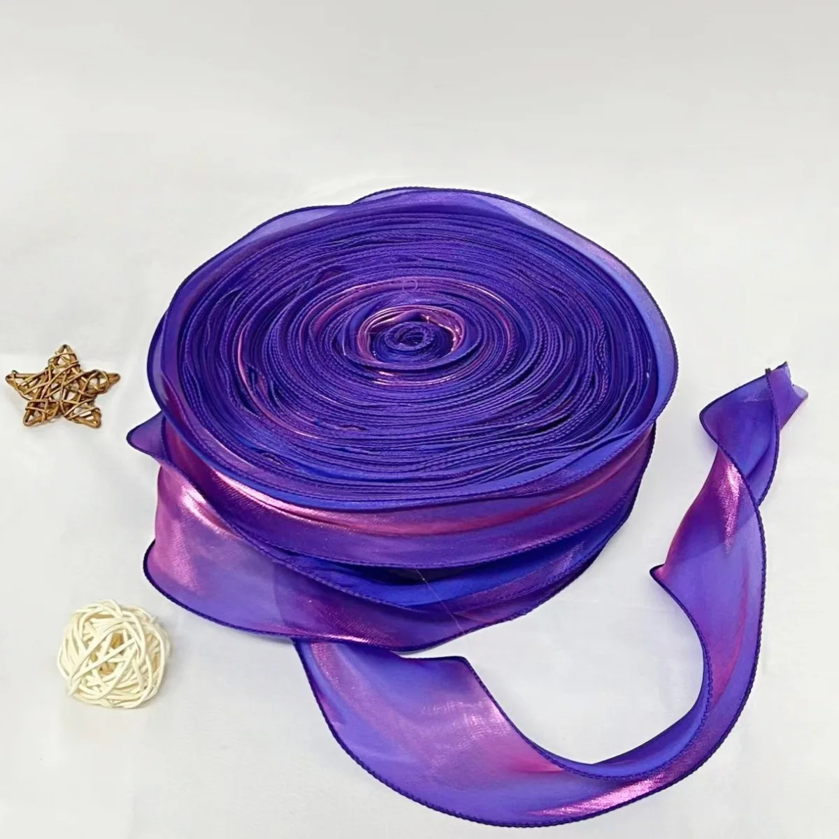 Large Roll Pearlescent Organza Hemming 6cm Human Fishtail Yarn Satin Hair Accessories Handmade DIY Bow Wavy Silk Ribbon