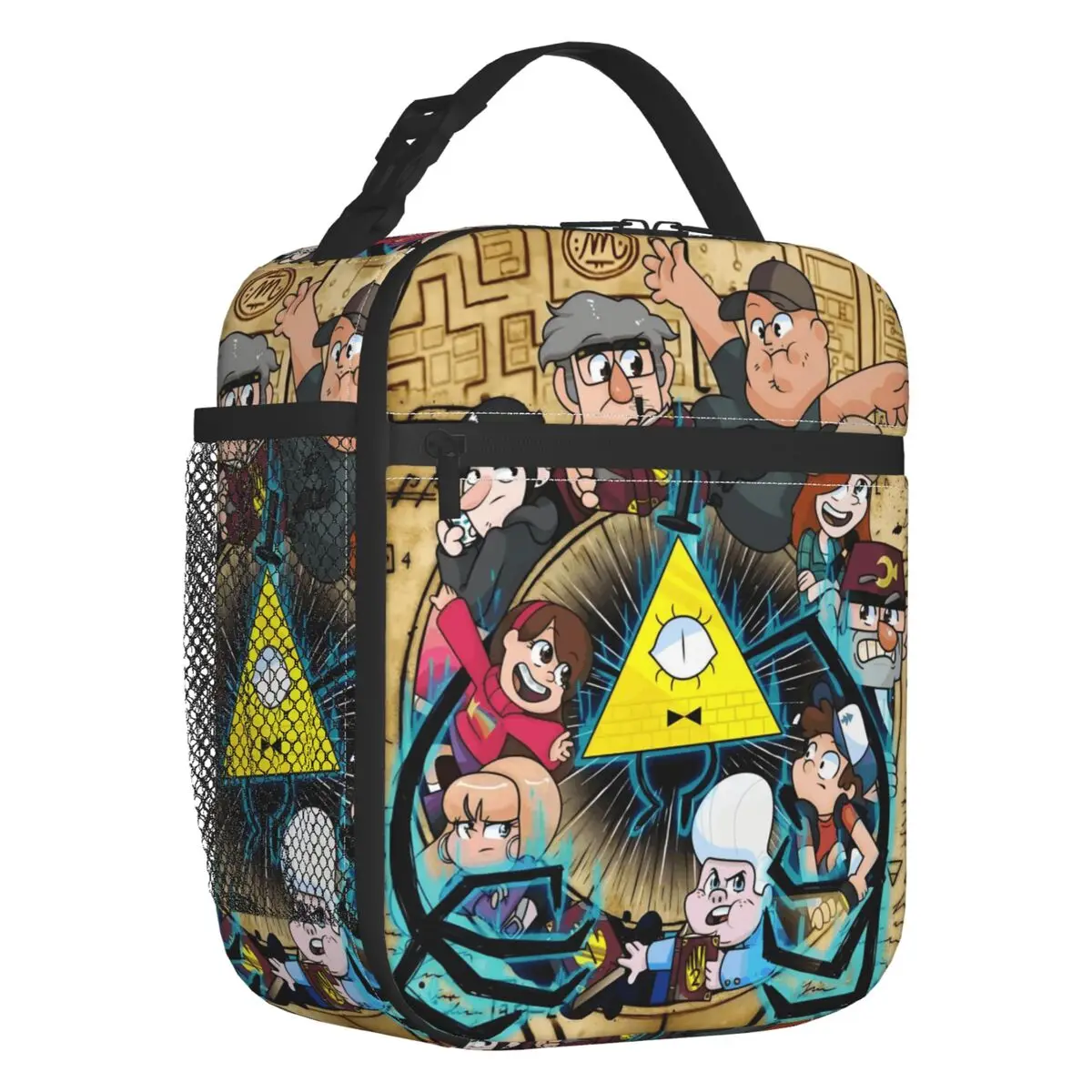 

Gravity Falls Thermal Insulated Lunch Bag Mystery Comedy Movie Resuable Lunch Container for Outdoor Camping Storage Food Box