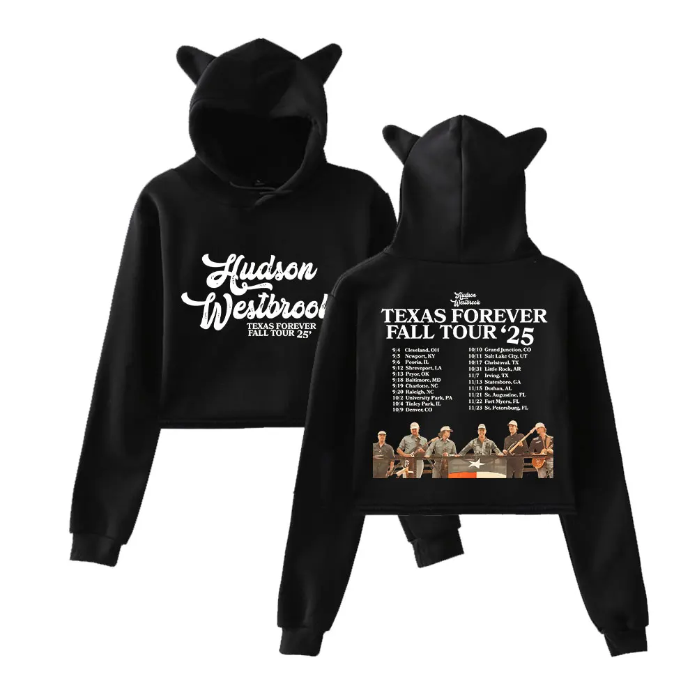 

Hudson Westbrook Texas Forever Fall Tour 2025 укороченный топ женская толстовка с длинными рукавами с капюшоном