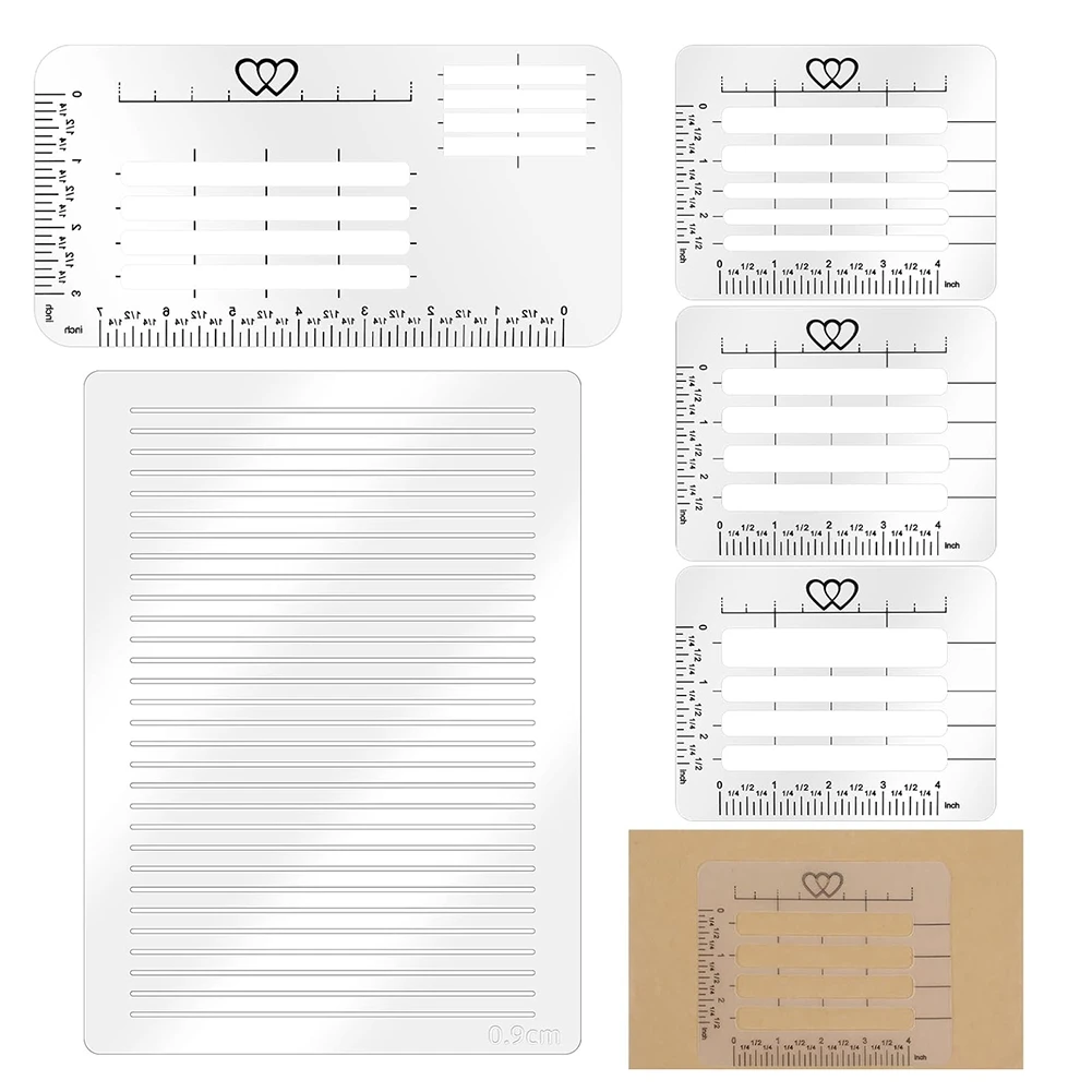 A20I 5Pc Straight Line Stencil Template Set Scale Spacing Line Drawing Stencils Suitable Card Paper Journal Lettering Writing