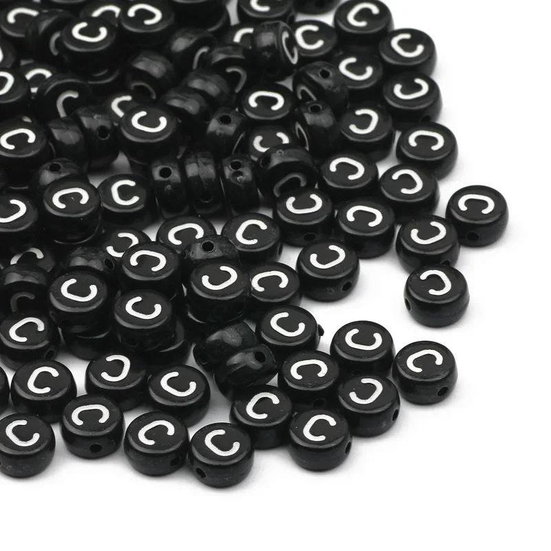 100-500PCS Schwarz Runde Acryl Buchstaben Perlen A-Z Alphabet Lose Perlen Für Schmuck Machen DIY Halskette Armband handgemachte Handwerk – Detail 5