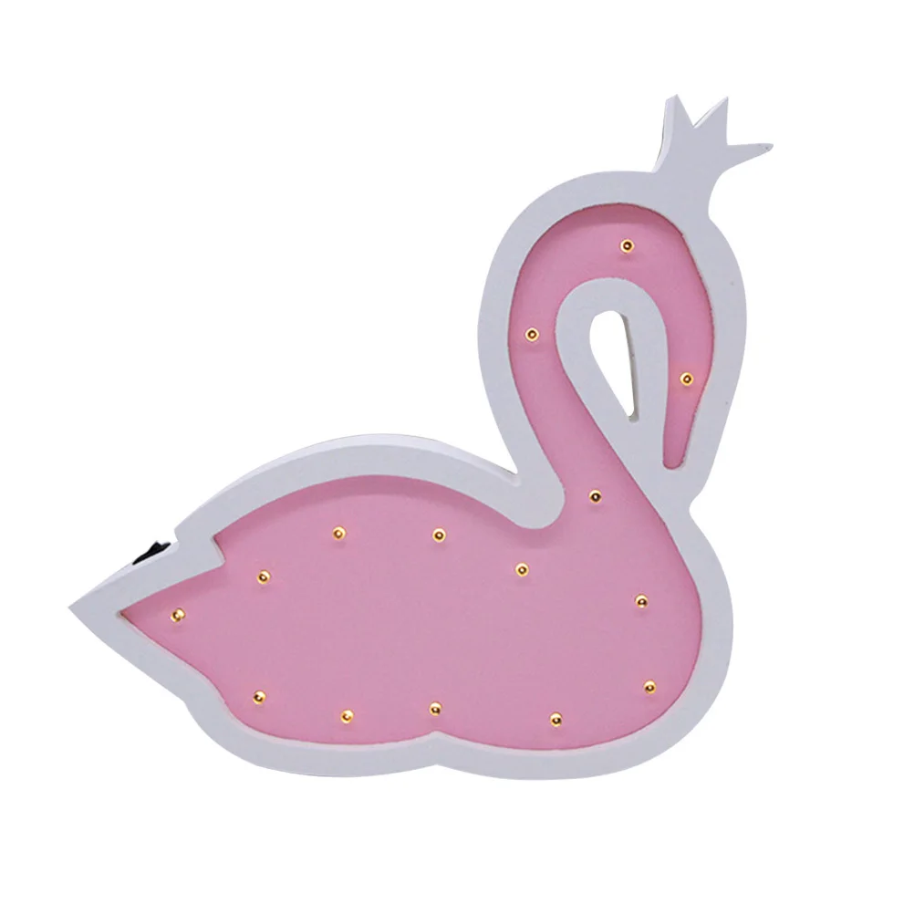 أضواء ليلية بجعة خشبية LED ديكور يعمل ضوء الليل غرفة الحضانة الجدول مصباح ديكور المنزل هدية الكريسماس