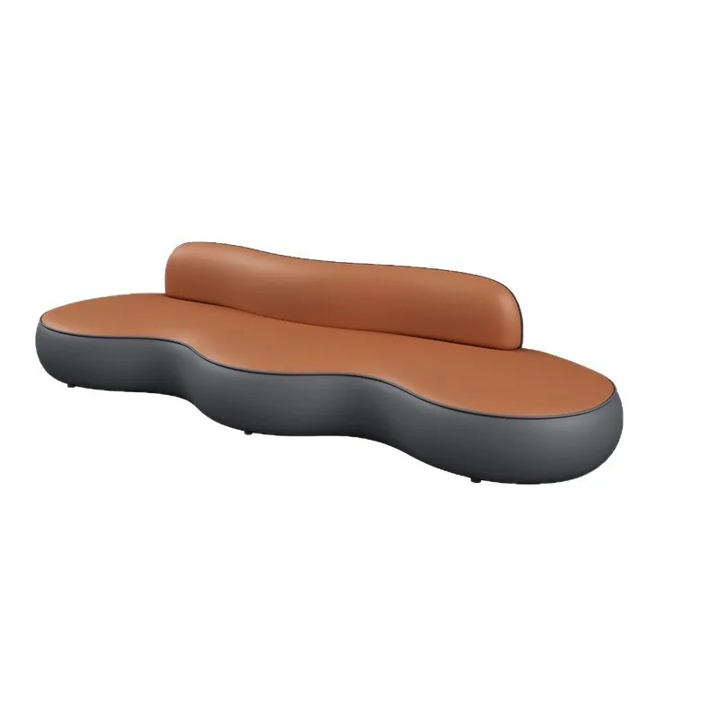 

Office hall leather art waiting sofa clothing store curved leisure sofa
