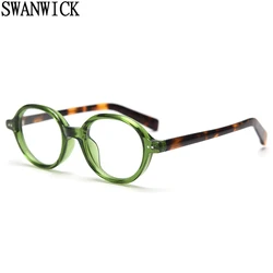 Swanwick oval glasses for women retro acetate vintage glasses frame optical round TR90 men female brown green clear lens unisex