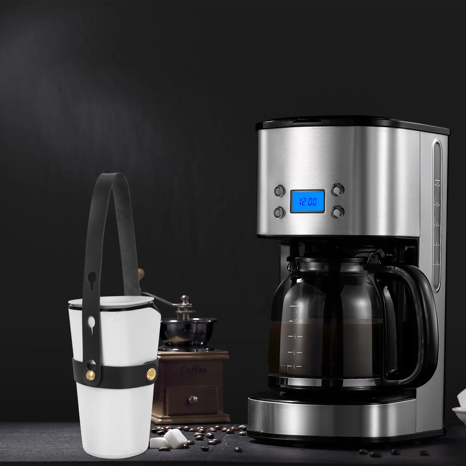 

Reusable Coffee Cup Holder Handheld Pu Insulated Sleeves Lightweight Travel Carrier Adjustable Fit Most Cups