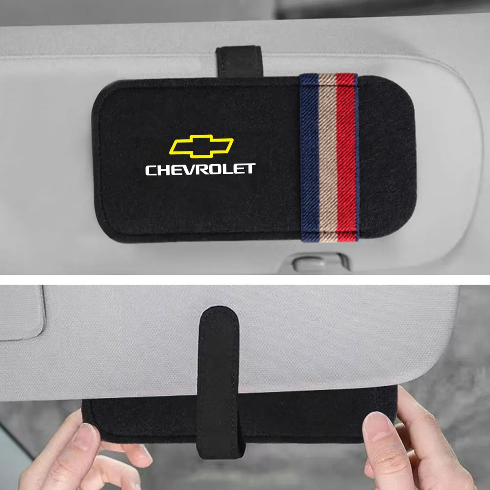 Car Visor Holder Organizer Bag Sun Visor Glasses Clip for Chevrolet Cruze Captiva Sonic Spark Onix Aveo Orlando Malibu Camaro