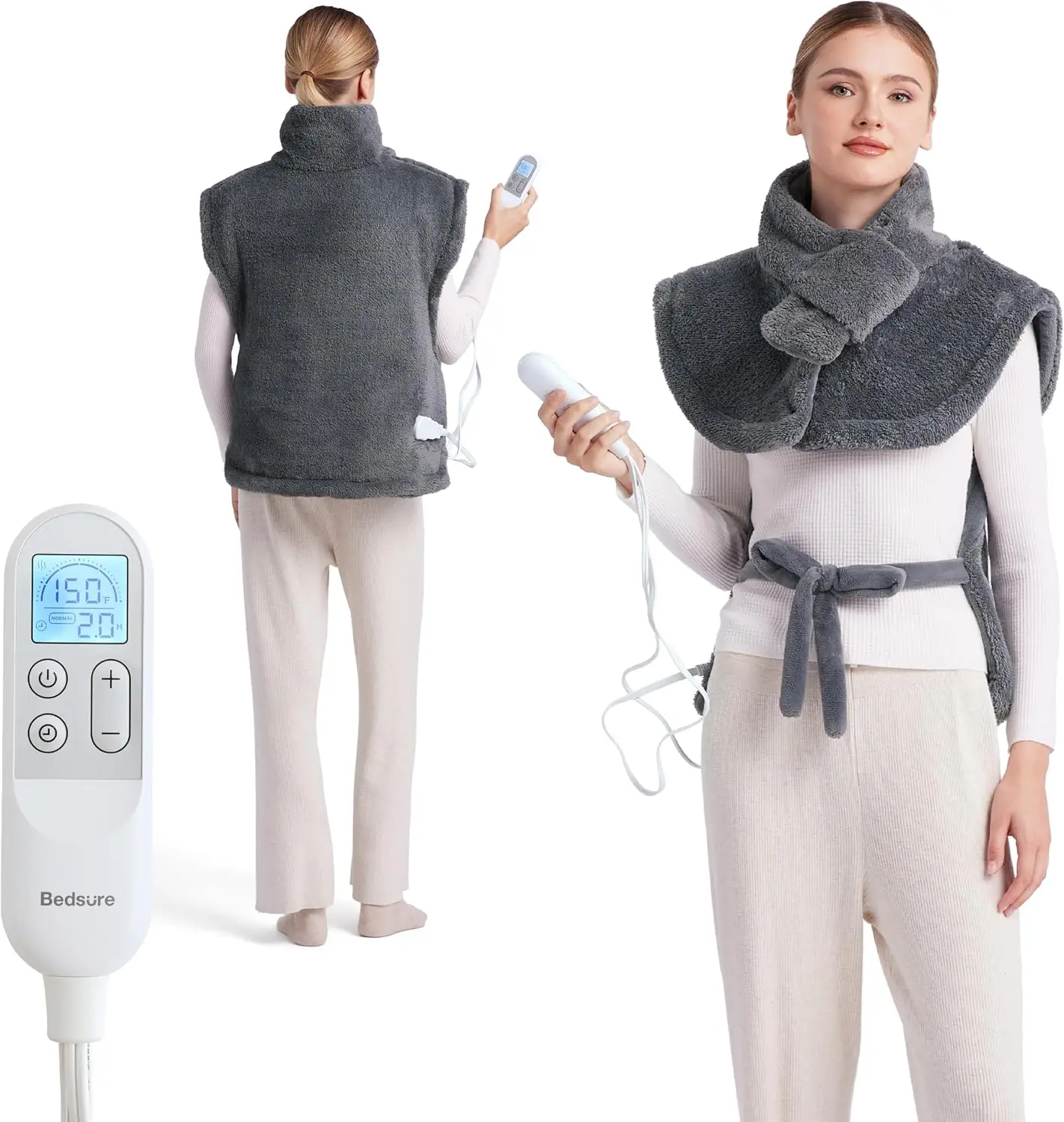 

Грелка для всего тела (спины, шеи и плеч) - быстрый нагрев, большая 24x34, серая, сертифицирована ETL, подарок