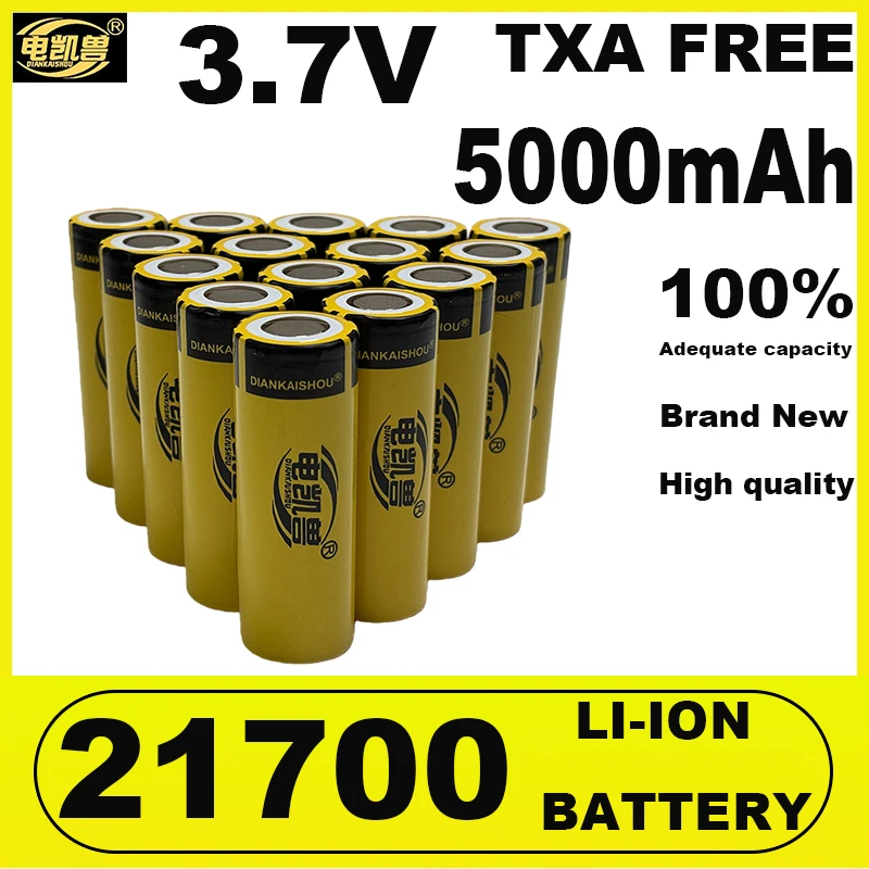 

1000 cycles new 21700 5000mAh 3.7V Li-ion Rechargeable Battery Power cell For Flashlight Headlight Portable Power Bank duty-free