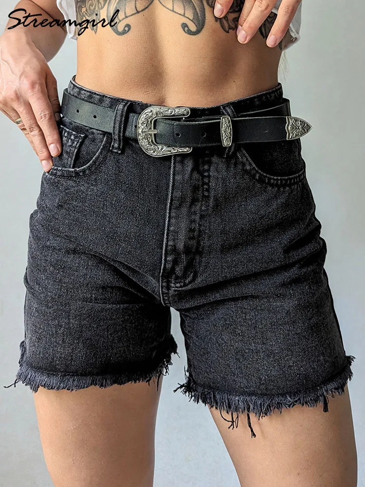 Streamgirl Blue Women\'s Denim Shorts Summer High Waist Casual Chic Loose Jean Shorts For Women Summer 2024 Denim Short Femme