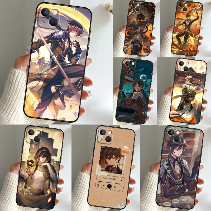 

Genshin Impact Zhong Li Phone Case For iPhone 16 15 14 12 11 13 Pro Max 15 16 Plus 12 13 Mini XR 16e Funda Cover