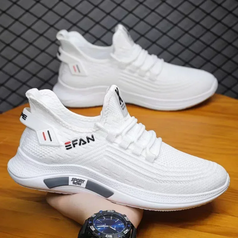 Spring White Casual Shoes Breathable Non-slip Walking Sneakers Men Shoes Outdoor 2024 Comfortable Fashion Lace Up Running Shoes