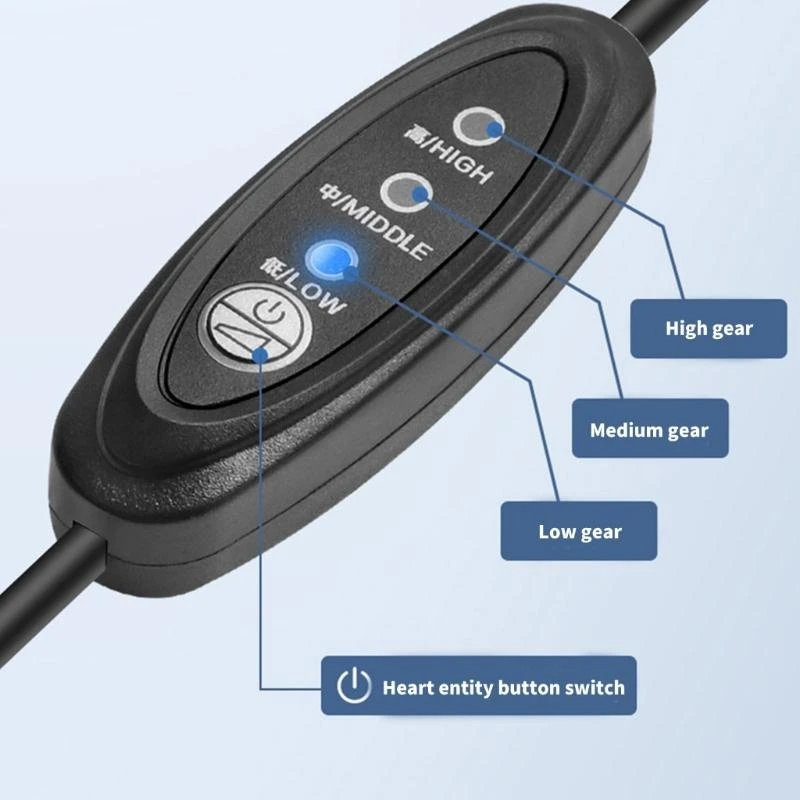 وحدة تحكم USB سرعة وحدة التحكم الإلكترونية 3 سرعات قابلة للتعديل قابلة للتعديل كبل تنظيم سرعة مروحة للمكتب HX5E