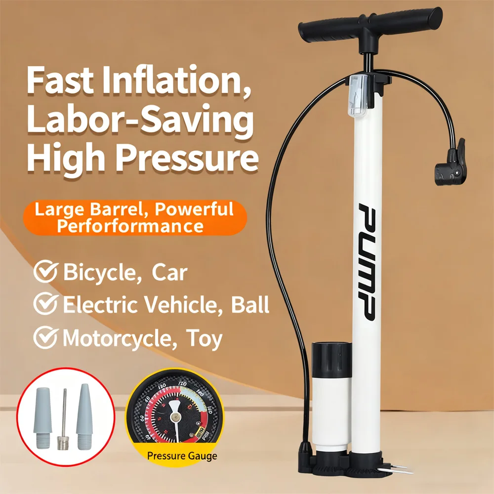 

Велосипедный воздушный насос Велосипедный воздушный насос Портативный 160PSI Воздушный насос для мотоциклетных шин Корпус цилиндра из нержавеющей стали Воздушный насос с насадкой 3-в1