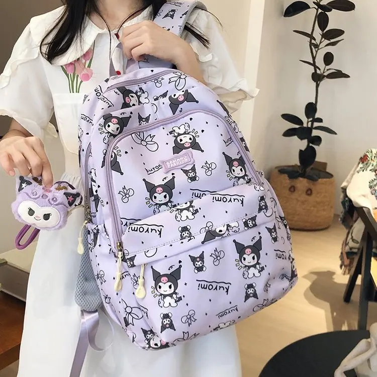 Kuromi Backpack Lightweight Kuromi Cinnamoroll Cute Daypack Cartoon Laptop Schoolbag Girl Casual Travel Commute Knapsack