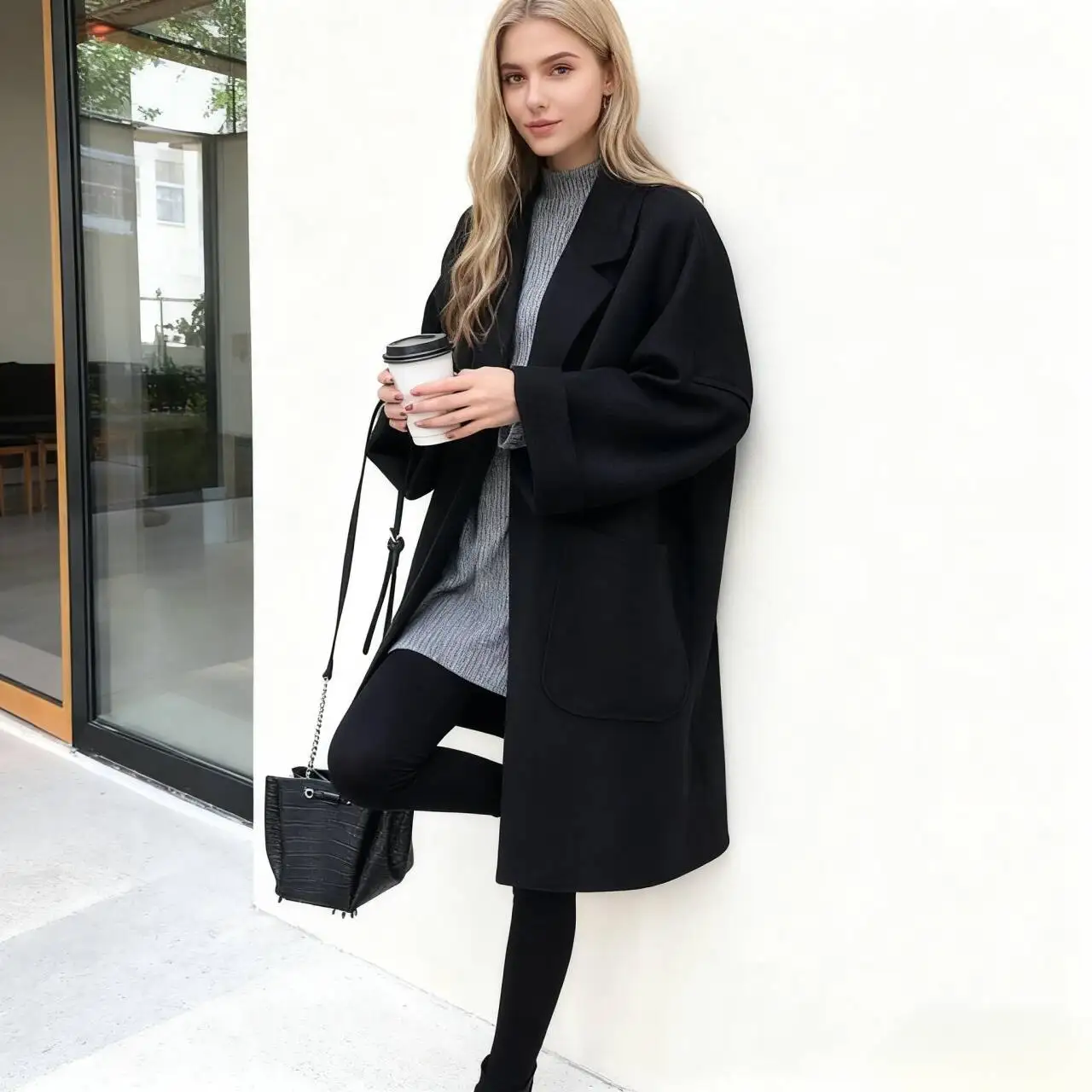 

Шерстяные пальто, женское шерстяное пальто, короткое женское осеннее синельное пальто с воротником-стойкой и поясом, элегантное офисное пальто в классическом стиле для взрослых