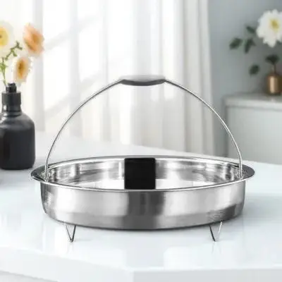 

Steaming Basket With Stand For Rice Cooker Round Stainless Steel Vegetable Steamer Insert Household Kitchen Accessory