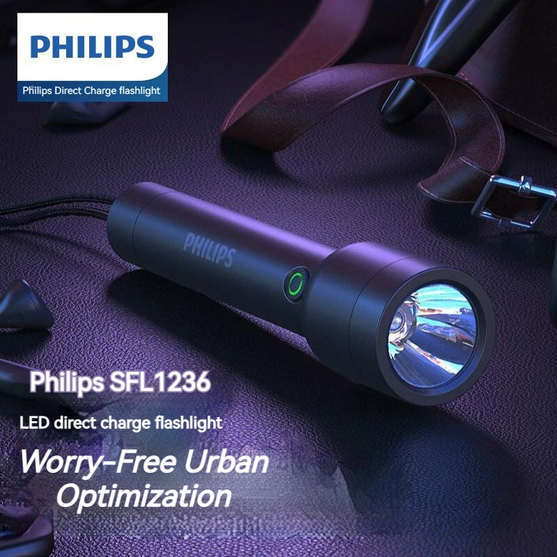 Lanterna LED Philips com carregamento USB Bateria 18650 4 modos de iluminação Lanterna poderosa para acampamento de autodefesa