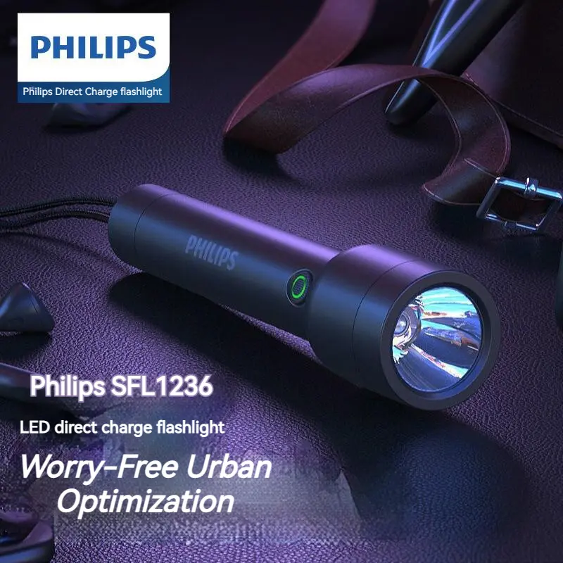 Philips كشاف LED مع شحن USB وبطارية 18650 مصباح قابل لإعادة الشحن 4 أوضاع كشاف LED للدفاع عن النفس والتخييم
